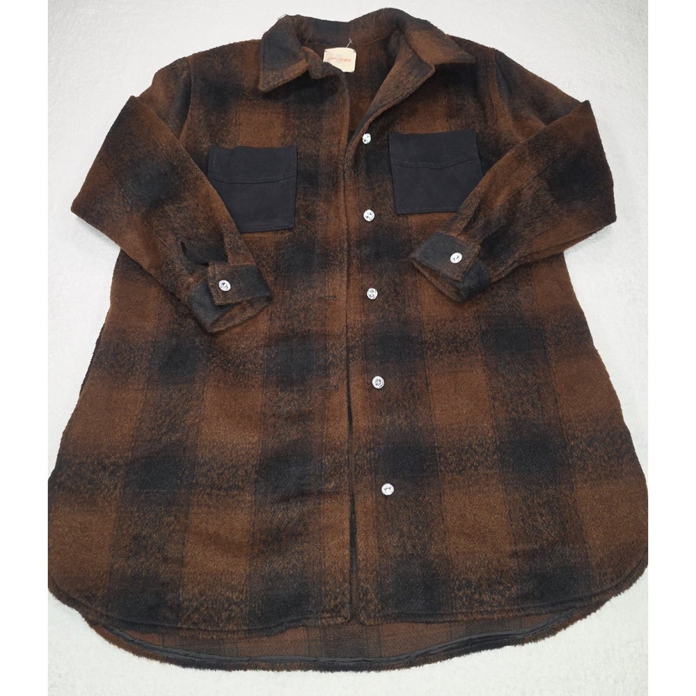 Casa Cabana Women's Large Brown Plaid Shacket — Button‑Up Shirt Jacket